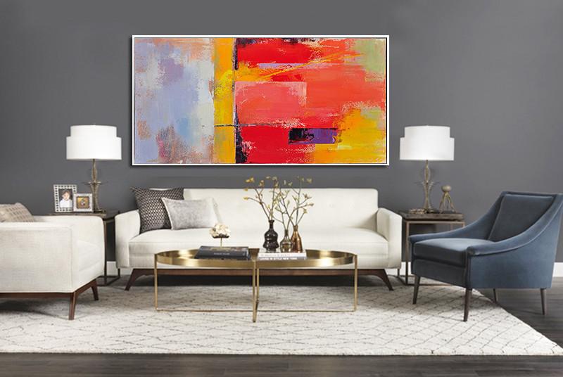 Panoramic Palette Knife Contemporary Art #L32D - Click Image to Close